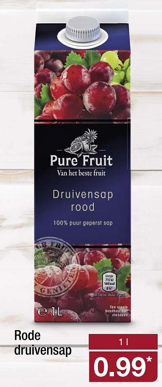 Aanbiedingen Rode druivensap - Pure Fruit - Geldig van 21/08/2017 tot 27/08/2017 bij Aldi