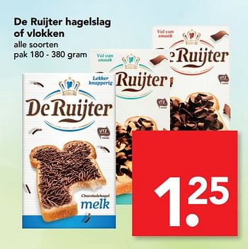 Aanbiedingen De ruijter hagelslag of vlokken - De Ruijter - Geldig van 20/08/2017 tot 26/08/2017 bij Deen Supermarkten