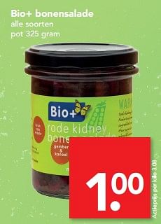 Aanbiedingen Bio+ bonensalade - Bio+ - Geldig van 20/08/2017 tot 26/08/2017 bij Deen Supermarkten