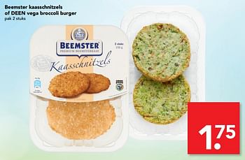 Aanbiedingen Beemster kaasschnitzels of deen vega broccoli burger - Beemster - Geldig van 20/08/2017 tot 26/08/2017 bij Deen Supermarkten