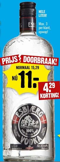 Aanbiedingen Esbjaerg vodka - Esbjaerg - Geldig van 20/08/2017 tot 26/08/2017 bij Dirk III