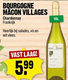 Aanbiedingen Bourgogne mâcon villages chardonnay frankrijk - Rode wijnen - Geldig van 20/08/2017 tot 26/08/2017 bij Dirk III