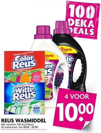 Aanbiedingen Reus wasmiddel - Witte reus - Geldig van 20/08/2017 tot 26/08/2017 bij Deka Markt