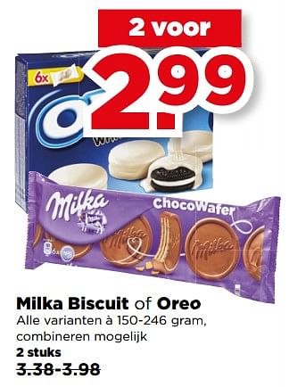 Aanbiedingen Milka biscuit of oreo - Huismerk - Plus - Geldig van 20/08/2017 tot 26/08/2017 bij Plus