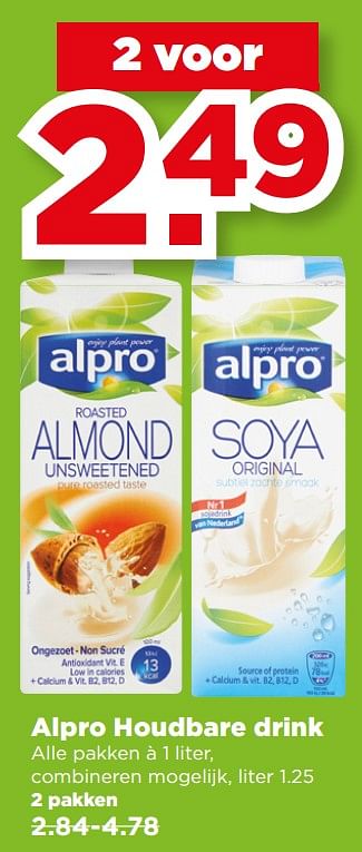 Aanbiedingen Alpro houdbare drink - Alpro Soya - Geldig van 20/08/2017 tot 26/08/2017 bij Plus