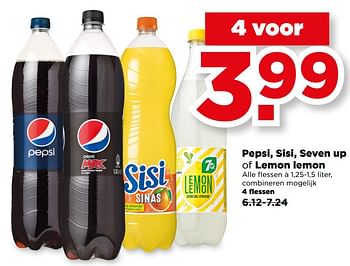 Aanbiedingen Pepsi, sisi, seven up of lemon lemon - Huismerk - Plus - Geldig van 20/08/2017 tot 26/08/2017 bij Plus