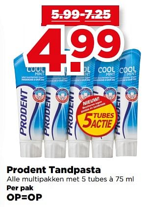 Aanbiedingen Prodent tandpasta - Prodent - Geldig van 20/08/2017 tot 26/08/2017 bij Plus