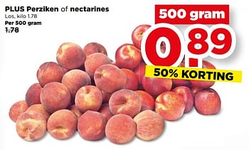 Aanbiedingen Plus perziken of nectarines - Huismerk - Plus - Geldig van 20/08/2017 tot 26/08/2017 bij Plus