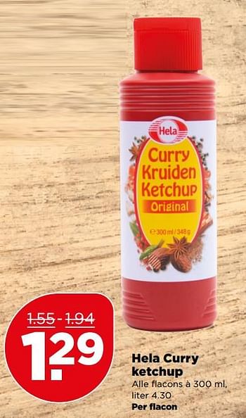 Aanbiedingen Hela curry ketchup - Hela - Geldig van 20/08/2017 tot 26/08/2017 bij Plus