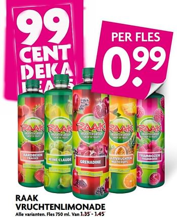 Aanbiedingen Raak vruchtenlimonade - Raak - Geldig van 20/08/2017 tot 26/08/2017 bij Deka Markt