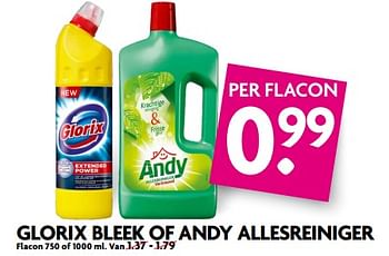 Aanbiedingen Glorix bleek of andy allesreiniger - Huismerk - Deka Markt - Geldig van 20/08/2017 tot 26/08/2017 bij Deka Markt