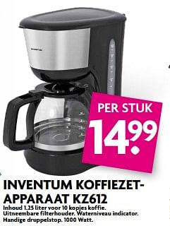 Aanbiedingen Inventum koffiezet- apparaat kz612 - Inventum - Geldig van 20/08/2017 tot 26/08/2017 bij Deka Markt