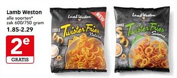 Aanbiedingen Lamb weston twister fries - Lambweston - Geldig van 20/08/2017 tot 24/08/2017 bij Em-té