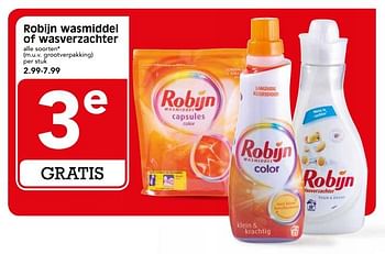 Aanbiedingen Robijn wasmiddel of wasverzachter - Robijn - Geldig van 20/08/2017 tot 24/08/2017 bij Em-té