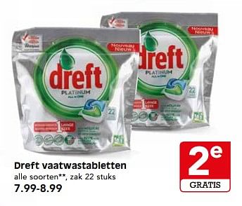 Aanbiedingen Dreft vaatwastabletten - Dreft - Geldig van 20/08/2017 tot 24/08/2017 bij Em-té