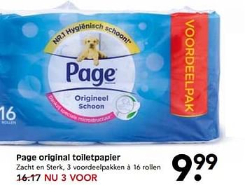 Aanbiedingen Page original toiletpapier - Page - Geldig van 20/08/2017 tot 24/08/2017 bij Em-té