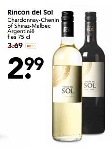 Aanbiedingen Rincón del sol chardonnay-chenin of shiraz-malbec - Witte wijnen - Geldig van 20/08/2017 tot 24/08/2017 bij Em-té