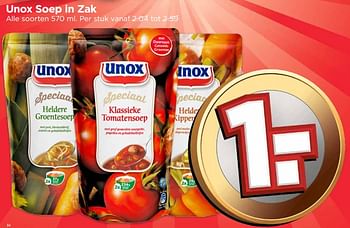 Aanbiedingen Unox soep in zak - Unox - Geldig van 20/08/2017 tot 26/08/2017 bij Vomar