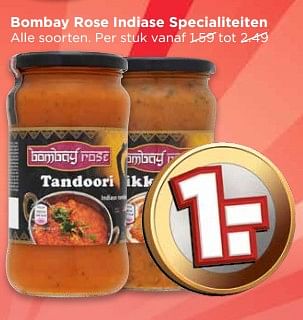 Aanbiedingen Bombay rose indiase specialiteiten - Bombay - Geldig van 20/08/2017 tot 26/08/2017 bij Vomar