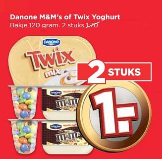 Aanbiedingen Danone m+m`s of twix yoghurt - Danone - Geldig van 20/08/2017 tot 26/08/2017 bij Vomar