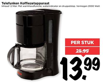 Aanbiedingen Telefunken koffiezetapparaat - Telefunken - Geldig van 20/08/2017 tot 26/08/2017 bij Vomar