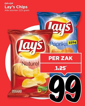 Aanbiedingen Lay`s chips - Lay's - Geldig van 20/08/2017 tot 26/08/2017 bij Vomar