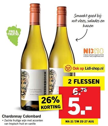Aanbiedingen Chardonnay colombard - Witte wijnen - Geldig van 20/08/2017 tot 27/08/2017 bij Lidl