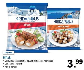 Aanbiedingen Bifteki - Eridanous - Geldig van 20/08/2017 tot 27/08/2017 bij Lidl