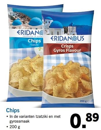 Aanbiedingen Chips - Eridanous - Geldig van 20/08/2017 tot 27/08/2017 bij Lidl