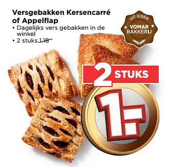 Aanbiedingen Versgebakken kersencarré of appelflap - Huismerk Vomar - Geldig van 20/08/2017 tot 26/08/2017 bij Vomar