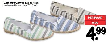 Aanbiedingen Zomerse canvas espadrilles - Huismerk Vomar - Geldig van 20/08/2017 tot 26/08/2017 bij Vomar