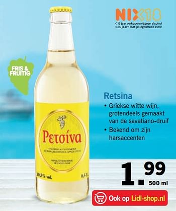 Aanbiedingen Retsina - Witte wijnen - Geldig van 20/08/2017 tot 27/08/2017 bij Lidl