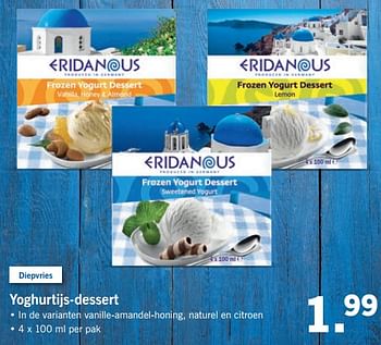 Aanbiedingen Yoghurtijs-dessert - Eridanous - Geldig van 20/08/2017 tot 27/08/2017 bij Lidl