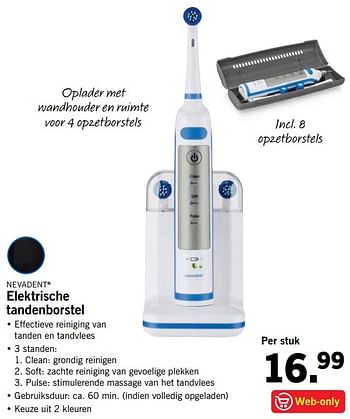 Aanbiedingen Nevadent elektrische tandenborstel - NEVADENT - Geldig van 20/08/2017 tot 27/08/2017 bij Lidl