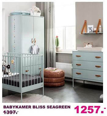 Aanbiedingen Babykamer bliss seagreen - Bliss - Geldig van 20/08/2017 tot 10/09/2017 bij Baby & Tiener Megastore