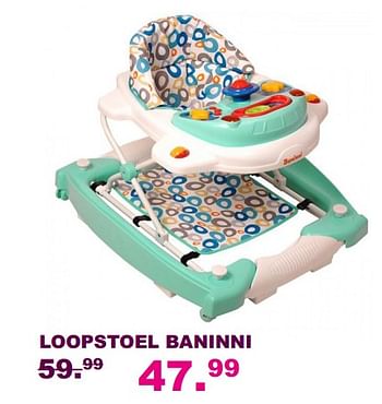 Aanbiedingen Loopstoel baninni - Baninni - Geldig van 20/08/2017 tot 10/09/2017 bij Baby & Tiener Megastore