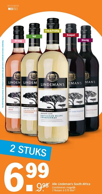 Aanbiedingen Lindeman`s south africa - Rode wijnen - Geldig van 21/08/2017 tot 27/08/2017 bij Albert Heijn