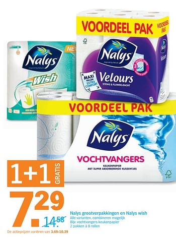 Aanbiedingen Nalys vochtvangers keukenpapier - Nalys - Geldig van 21/08/2017 tot 27/08/2017 bij Albert Heijn