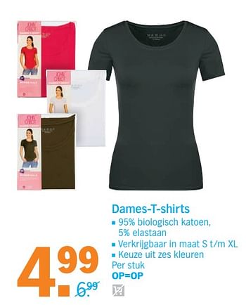 Aanbiedingen Dames-t-shirts - Huismerk - Albert Heijn - Geldig van 21/08/2017 tot 27/08/2017 bij Albert Heijn