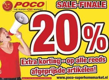 Aanbiedingen 20% extra korting - op alle reeds afgeprijsde artikelen! - Huismerk - Poco - Geldig van 21/08/2017 tot 27/08/2017 bij Poco