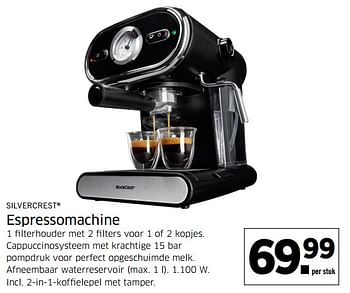 Aanbiedingen Espressomachine - SilverCrest - Geldig van 21/08/2017 tot 27/08/2017 bij Lidl