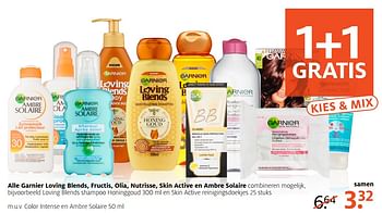 Aanbiedingen Loving blends shampoo honinggoud en skin active reinigingsdoekjes - Garnier - Geldig van 21/08/2017 tot 27/08/2017 bij Etos