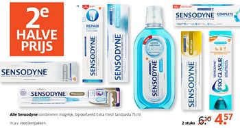 Aanbiedingen Extra fresh tandpasta - Sensodyne - Geldig van 21/08/2017 tot 27/08/2017 bij Etos