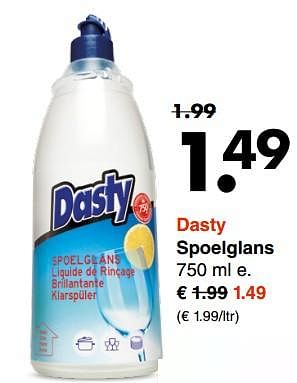 Aanbiedingen Dasty spoelglans - Dasty - Geldig van 21/08/2017 tot 02/09/2017 bij Wibra