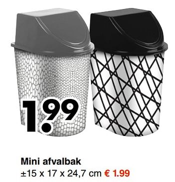 Aanbiedingen Mini afvalbak - Huismerk - Wibra - Geldig van 21/08/2017 tot 02/09/2017 bij Wibra