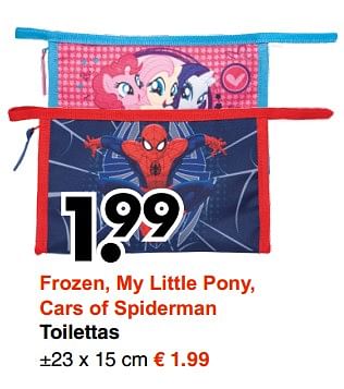 Aanbiedingen Frozen, my little pony, cars of spiderman toilettas - Disney - Geldig van 21/08/2017 tot 02/09/2017 bij Wibra