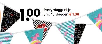 Aanbiedingen Party vlaggenlijn - Huismerk - Wibra - Geldig van 21/08/2017 tot 02/09/2017 bij Wibra