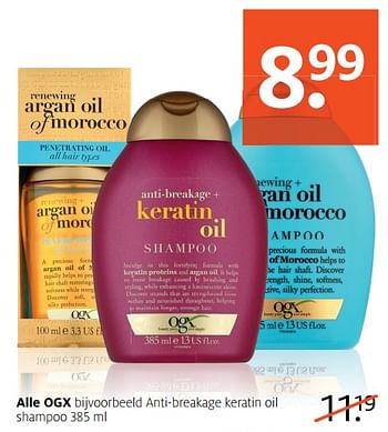 Aanbiedingen Anti-breakage keratin oil shampoo - OGX - Geldig van 21/08/2017 tot 27/08/2017 bij Etos