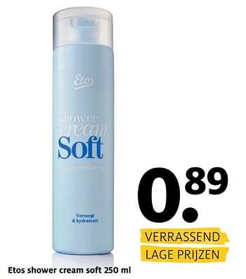 Aanbiedingen Etos shower cream soft - Huismerk - Etos - Geldig van 21/08/2017 tot 27/08/2017 bij Etos