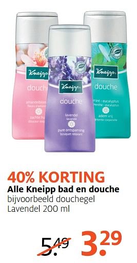 Aanbiedingen Douchegel lavendel - Kneipp - Geldig van 21/08/2017 tot 27/08/2017 bij Etos